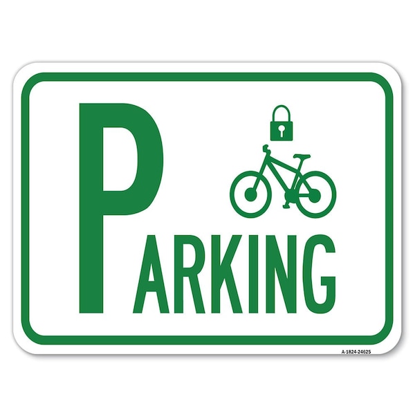 Parking With Cycle and LockHeavy-Gauge Aluminum Rust Proof Parking Sign, 18" x 24", A-1824-24625